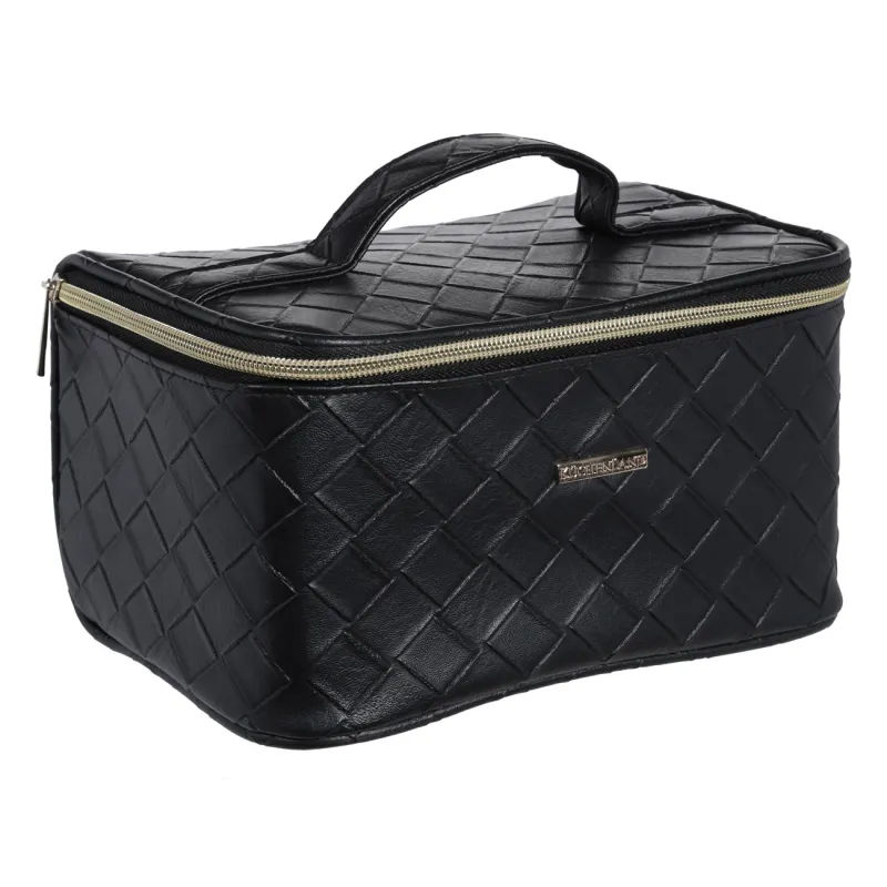 Cosmetic bag, 23x13 cm, with handle, polyurethane, black, Sennit, image-1