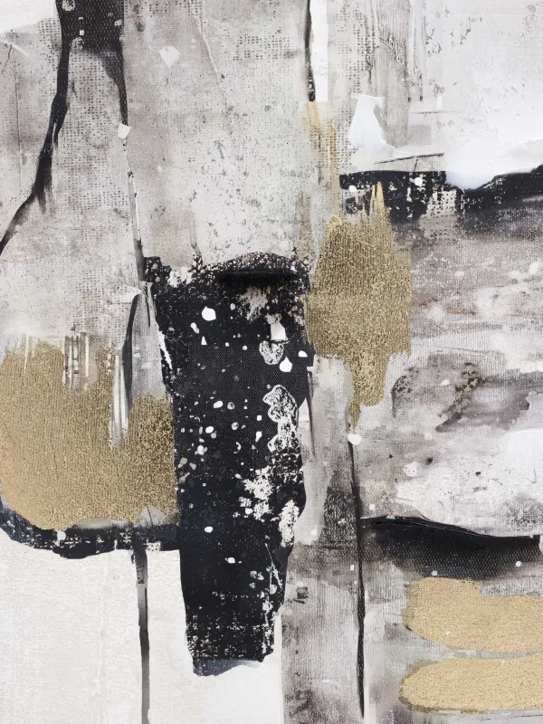 Framed painting, 62x92 cm, canvas, grey-black, Strokes, Abstract, image-4