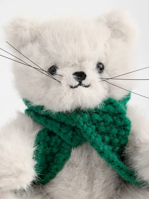 Toy, 20 cm, soft, with movable paws, polyester, beige, Cat, Cat, image-4