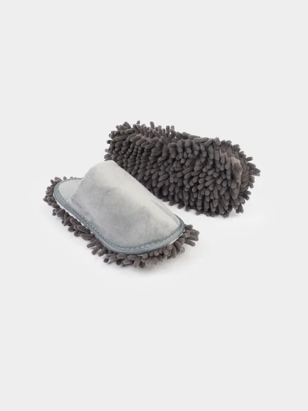 Polisher slippers, 28 cm, with removable sole, microfiber, grey, Clean, image-4