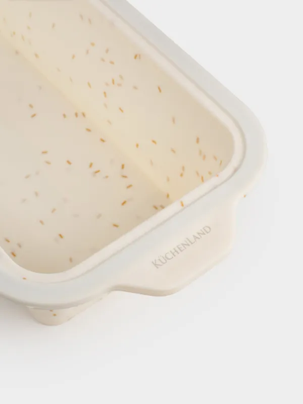 Baking dish, 28x14 cm, silicone / steel, rectangular, milk, speckled, Bakery speckled, image-4