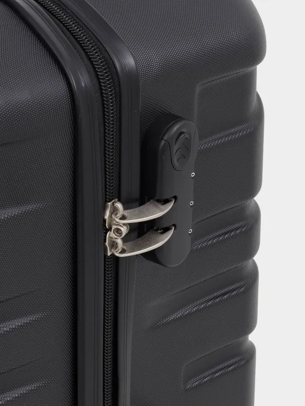 Suitcase L, 52x29x77 cm, 4.2 kg, with lock, plastic, black, Travel comfort, image-8