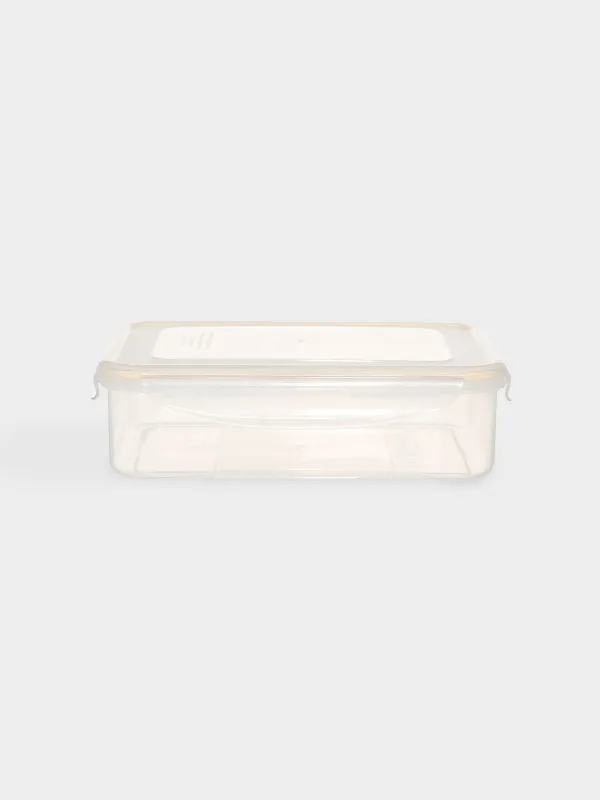 Container set, 3 pcs, with clips, plastic / silicone, rectangular, beige, Roomy clip, image-1