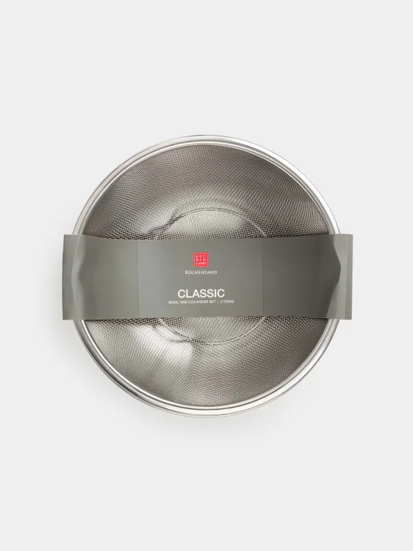 Set of bowl and colander, 22 cm, 2 pr, steel, Classic, image-5