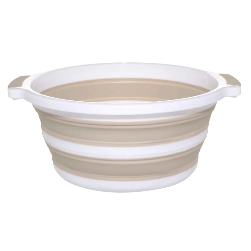 Foldable basin, 10 l, plastic / rubber, gray-beige, Foldaway