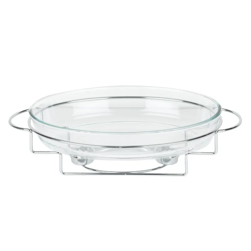 Heated dish, 35x24 cm, glass T / metal, Oval, Classic, image-1
