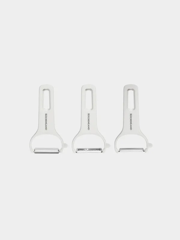 Vegetable peeler set, 3 pcs, Steel / plastic, Cream, Shred, image-0