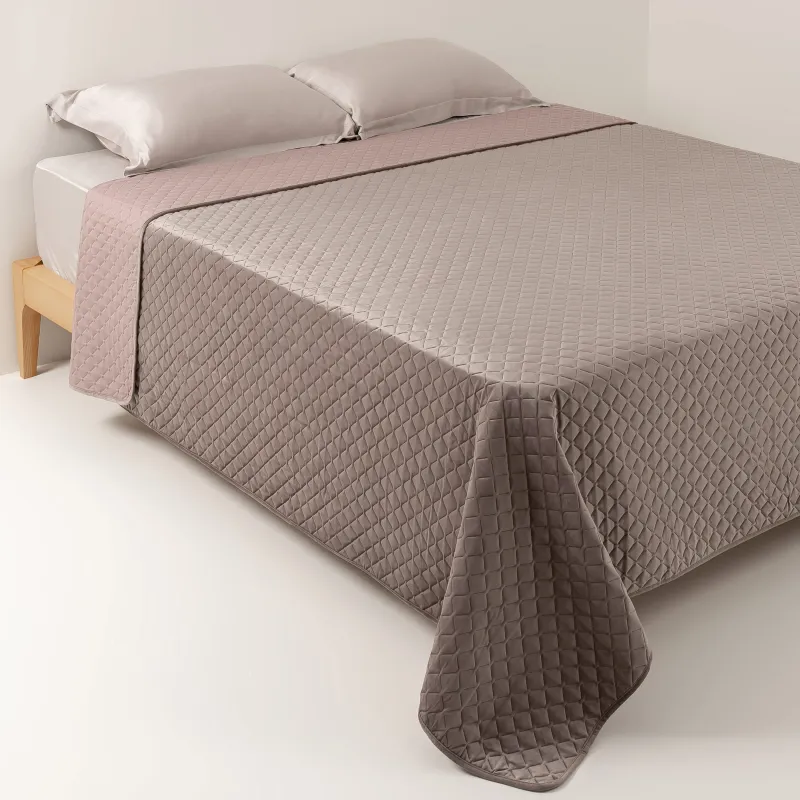 Bedspread, 240x260 cm, quilted, velvet/microfiber, brown, Lavender, Stitch velvet