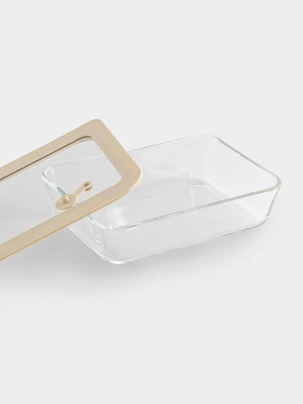 Container, 700 ml, with valve, glass T / silicone, rectangular, beige, Verre, image-4