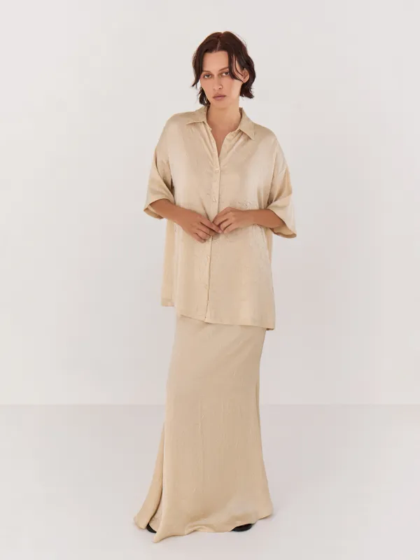 Women's shirt, size S, with short sleeves, polyester, gold, Rosalinda, image-5