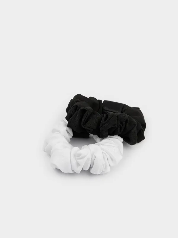 Hair tie set, 7 cm, 2 pcs, polyester, black / white, Silk, image-1