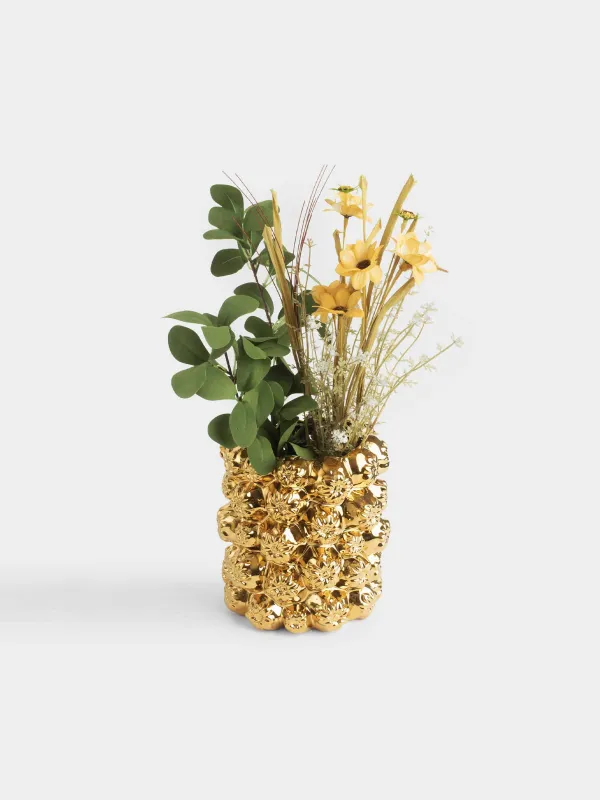Flower vase, 19 cm, decorative, ceramic, golden, Flowers, Bloome, image-5