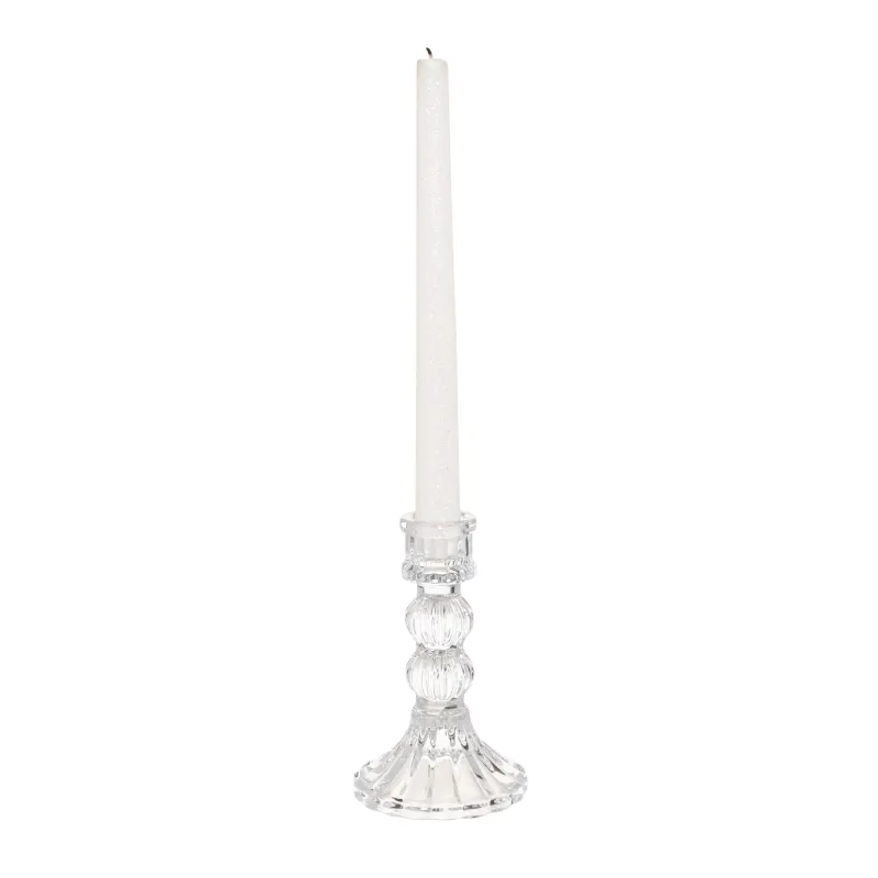 Candle holder, 14 cm, for cylindrical / thin candles, on a leg, collapsible, glass, Ribby, image-4