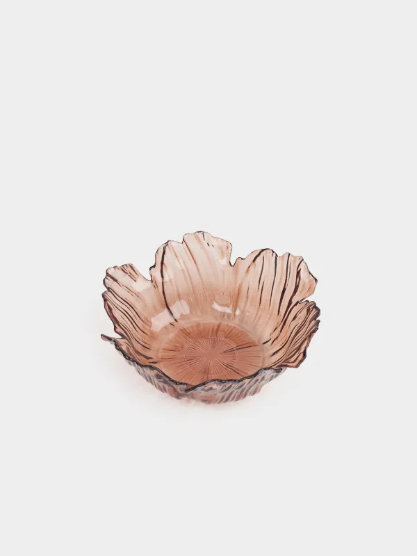 Salad bowl, 23x9 cm, 900 ml, glass, brown, Flower, Sahara, image-1