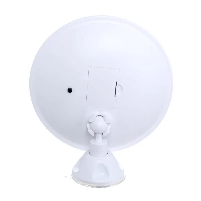 Hanging mirror, 18 cm, magnifying, with suction cups, illuminated, plastic, white, Mirror, image-1