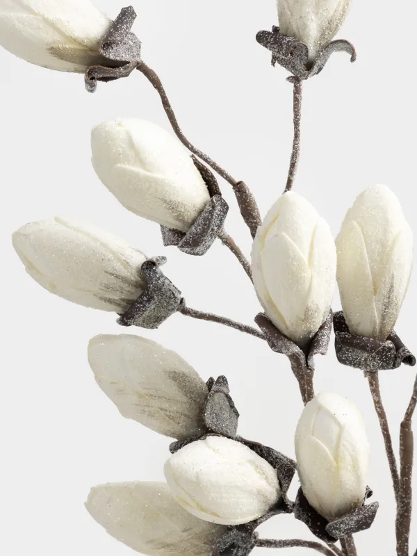 Decorative branch, 1 m, foam, White magnolia, Magnolia, image-3