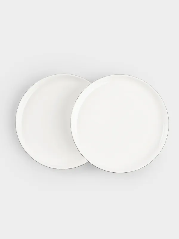 Dessert plate, 20 cm, 2 pcs, porcelain F, white, Ideal silver, image-0