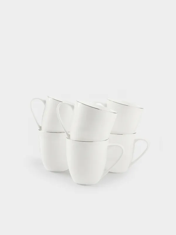 Mug, 450 ml, 6 pcs, porcelain F, white, Ideal silver, image-0