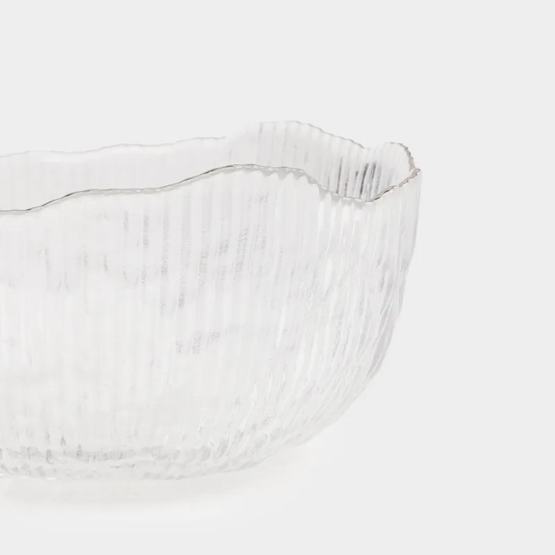 Salad bowl, 17x8 cm, 900 ml, glass R, with silver edging, Argos silver, image-3