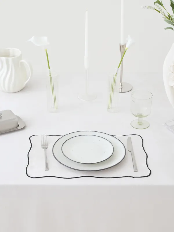 Tablecloth, 170x250 cm, chenille, Black edging, Chenill framed, image-1