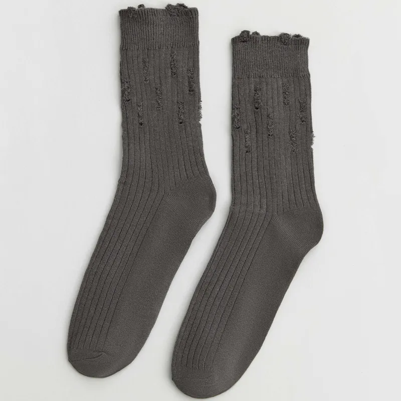 Women's socks, size 36-38, with a ragged effect, cotton / polyester, gray, Rubchik grunge