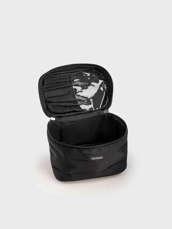 Makeup bag, 19x14 cm, with handle, nylon, black, Force night, image-3