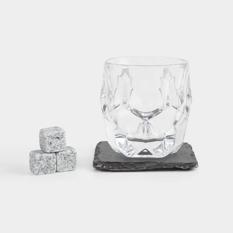 Whiskey set, 1 person, 5 items, in a box, glass / cubes/stand, glass / marble/slate, Bar, image-0