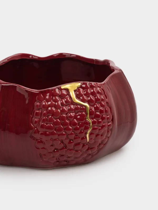 Fruit vase, 25x18 cm, ceramic, burgundy, Pomegranate, Pomegranate, image-1