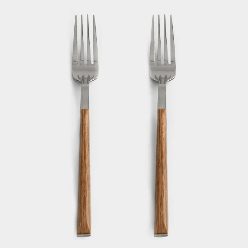 Table fork, 2 pcs, steel/plastic, brown, Prague