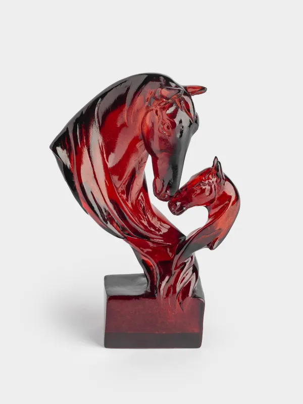 Statuette, 15 cm, polyresin, burgundy, Horse head, Horse color, image-0