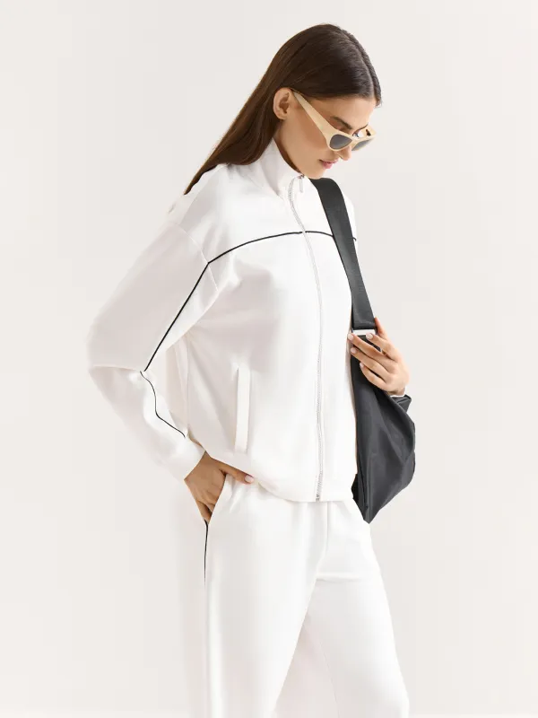 Women's trousers, size L, cotton/viscose/spandex, milky, Alice, image-2