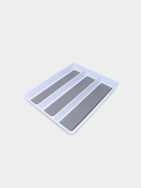 Kitchen accessories tray, 40x33 cm, 3 units, plastic / rubber, white-grey, Non-slip, image-1