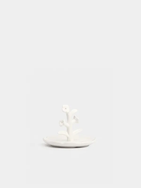 Jewelry holder, 13x10 cm, ceramic, Milky gold, Flowers, Bloome, image-0