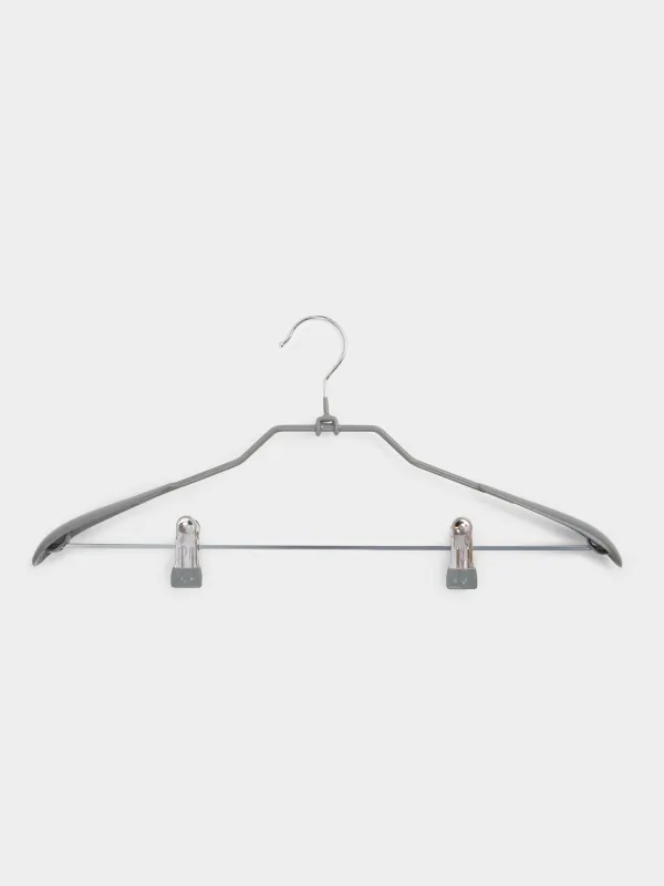 Hanger, 44 cm, with clips for trousers/skirts, metal coated, Gray, Colorful house, image-0