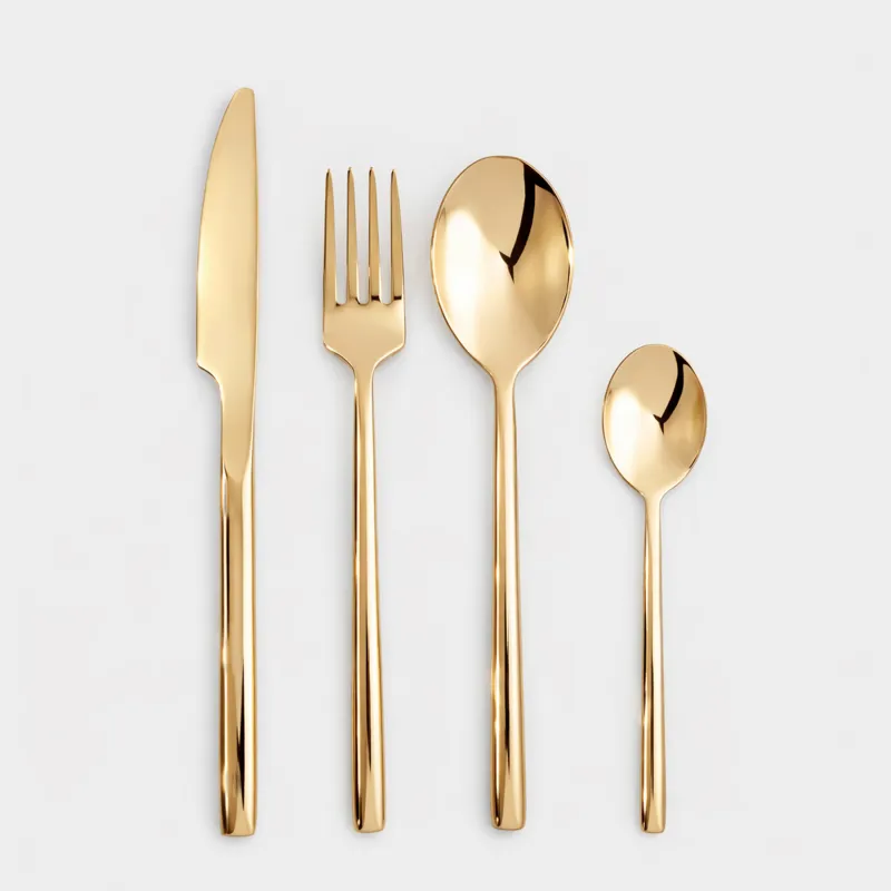 Silverware, 6 pers, 24 pr, steel, gold, Dublin