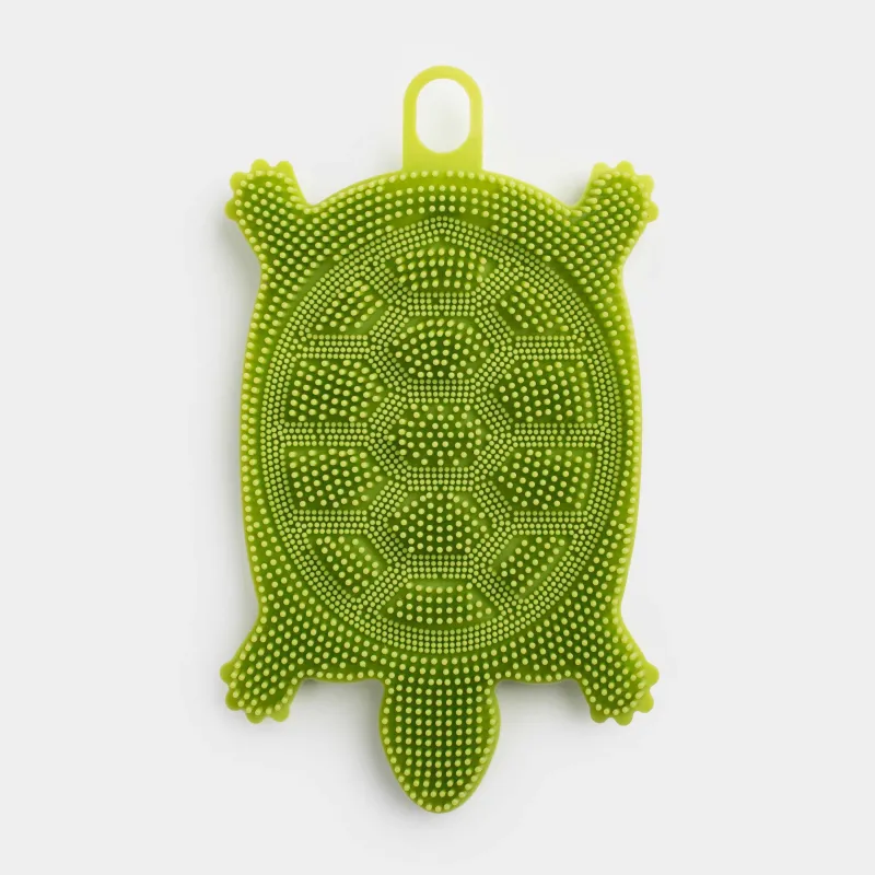 Dish washing sponge, 13 cm, Silicone, Green, Turtle, Manny