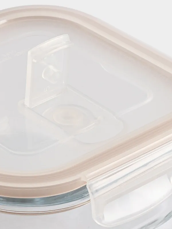 Container, 520 ml, with clips, with valve, glass T / plastic, square, Soft kitchen, image-5