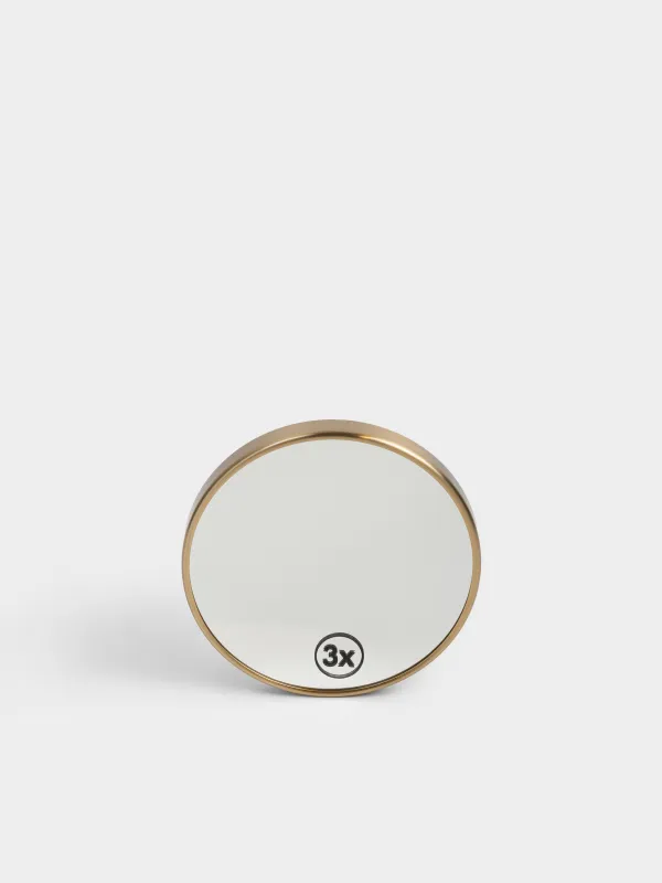 Hanging mirror, 15/14 cm, magnifying, with suction cups, metal, round, golden, Freya, image-1