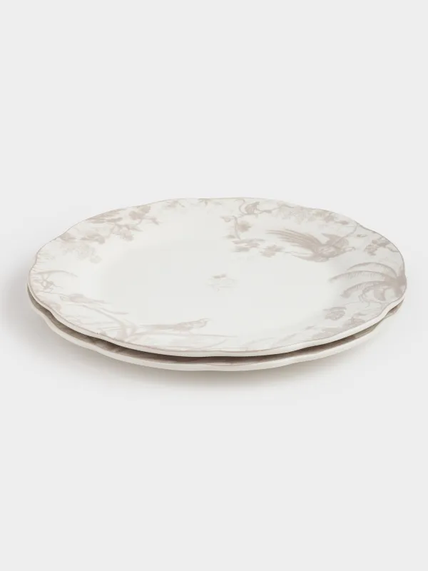 Dinner plate, 27 cm, 2 pcs, porcelain P, white and beige, Jungle, Tropical, image-1