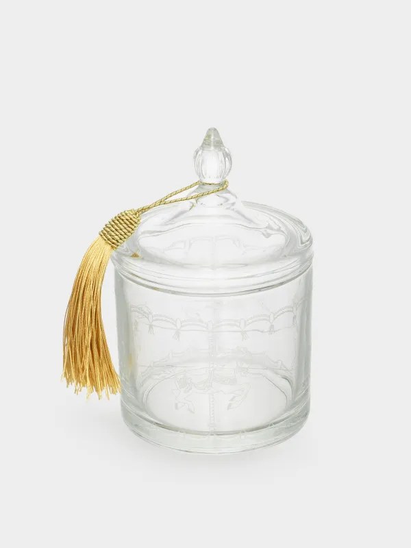 Storage container, 9x10 cm, ml, with brush, Glass, Horses, Clear pattern, image-0