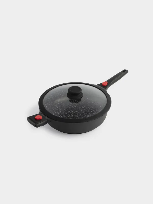 Saucepan, 28 cm, with lid, 3 removable handles, coated, aluminum, Solution Red 2, image-2