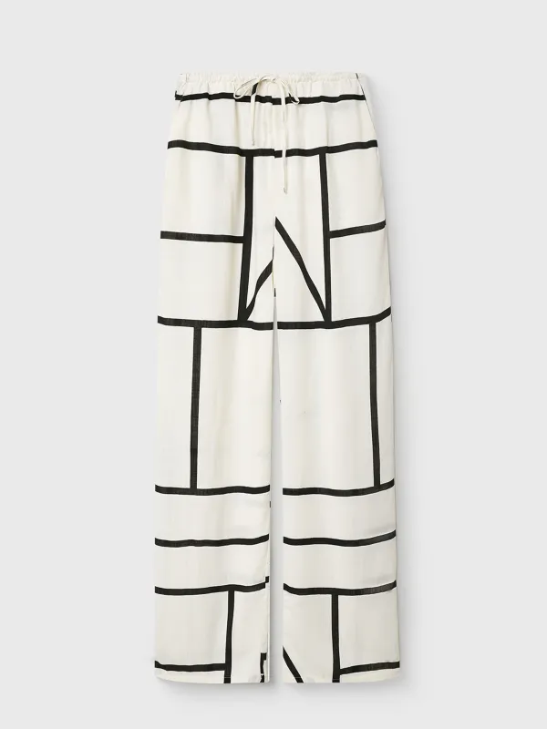 Women's trousers, size S, wide, viscose, black and white, Lines, Nataly, image-6