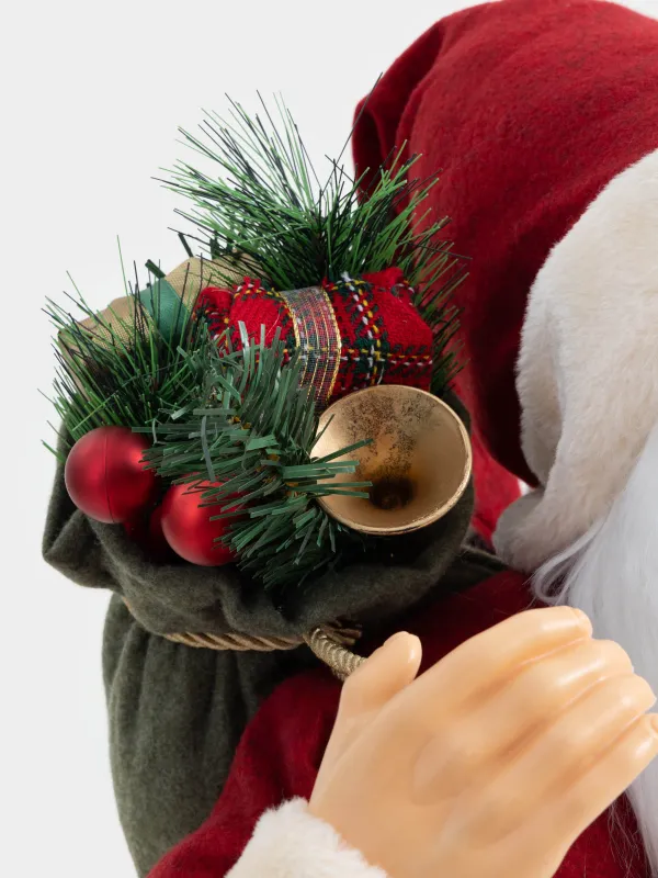 Decorative item, 1.2 m, soft, plastic / polyester, Santa with bag and gift, Magic time, image-1