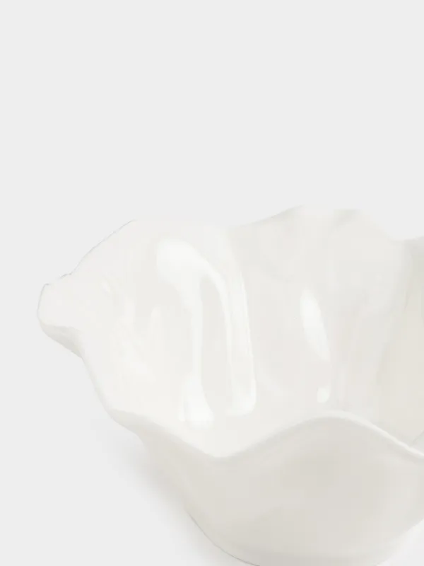 Salad bowl, 17x8 cm, 450 ml, porcelain N, milk, Crumpled effect, Crumple, image-2