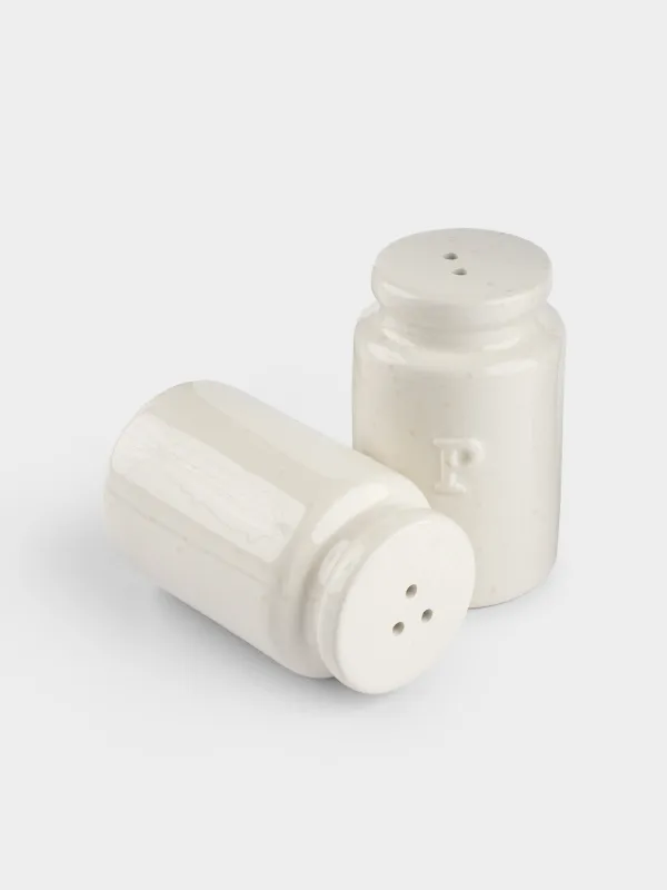 Salt and pepper set, 8 cm, ceramic, milky beige, speckled, Ceramo speckled, image-3