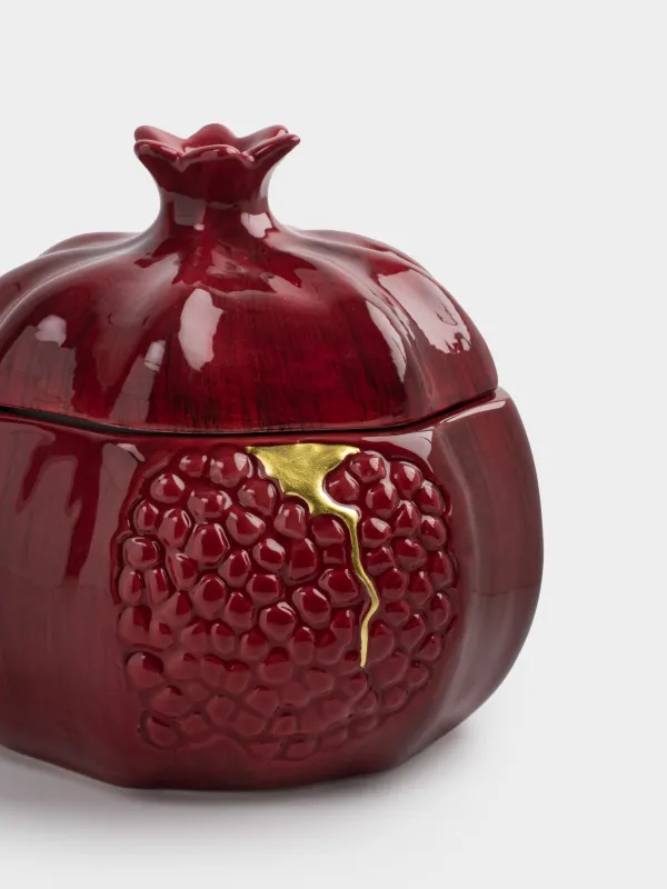Storage container, 15x15 cm, 1.2 l, ceramic, Burgundy, Pomegranate, Pomegranate, image-1