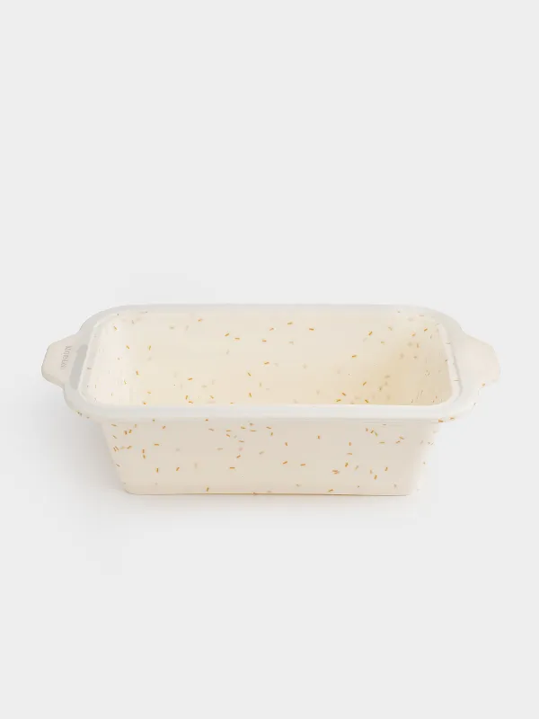 Baking dish, 28x14 cm, silicone / steel, rectangular, milk, speckled, Bakery speckled, image-1