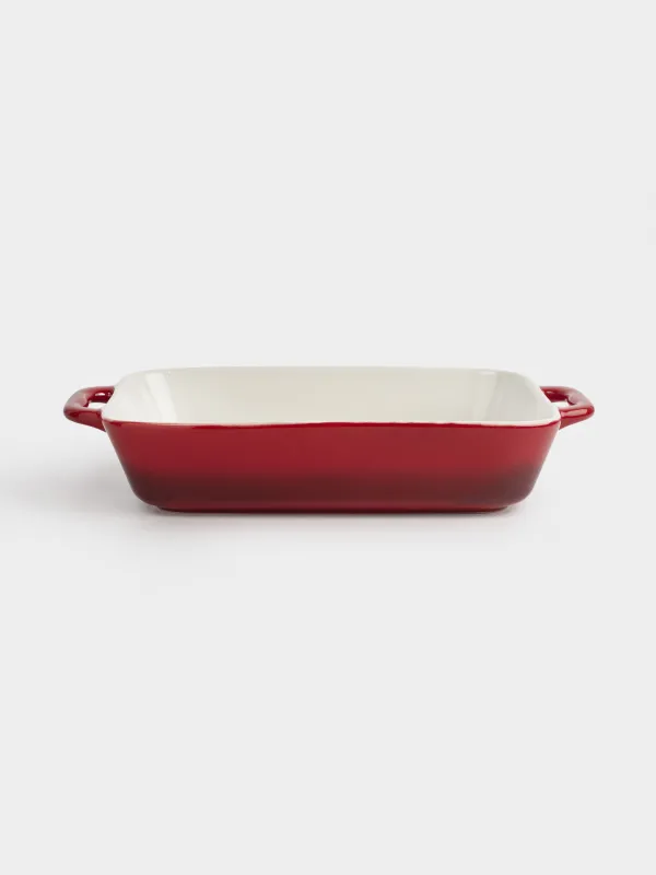 Baking dish, 27x20 cm, ceramic, rectangular, burgundy, Gradient, Cakes gradient, image-0