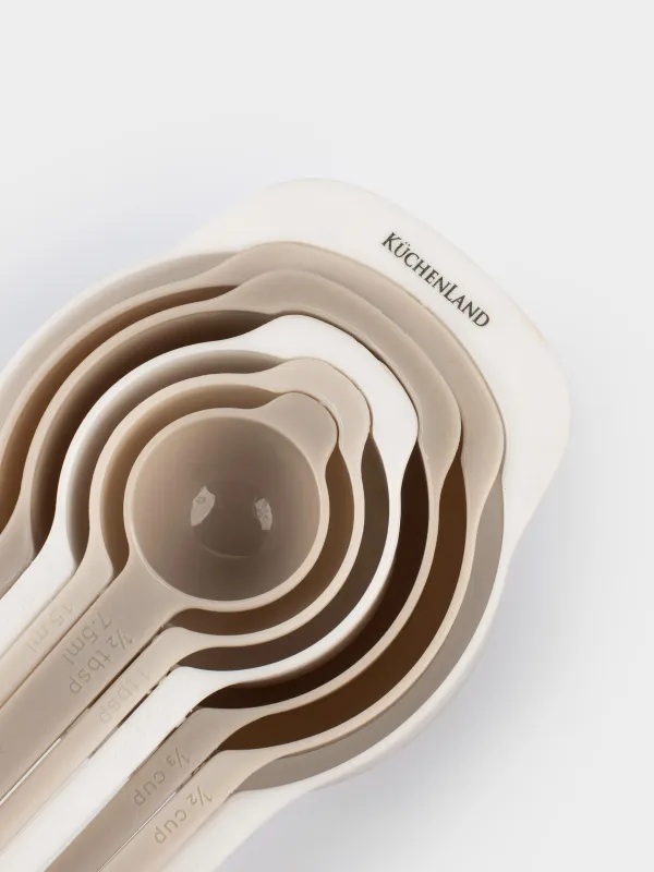 Measuring spoon set, 6 pcs, plastic, beige-cream, Bakery, image-1