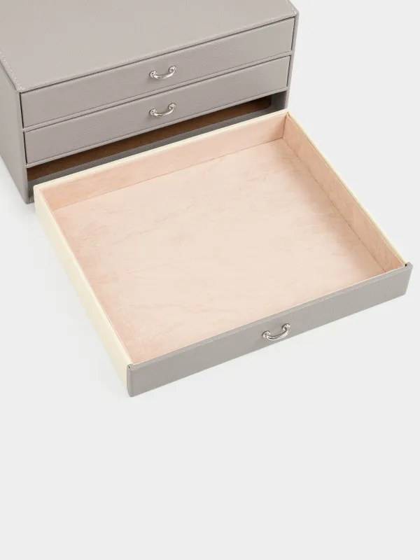 Jewelry box, 24x19 cm, artificial leather / MDF, grey, Premiere, image-5
